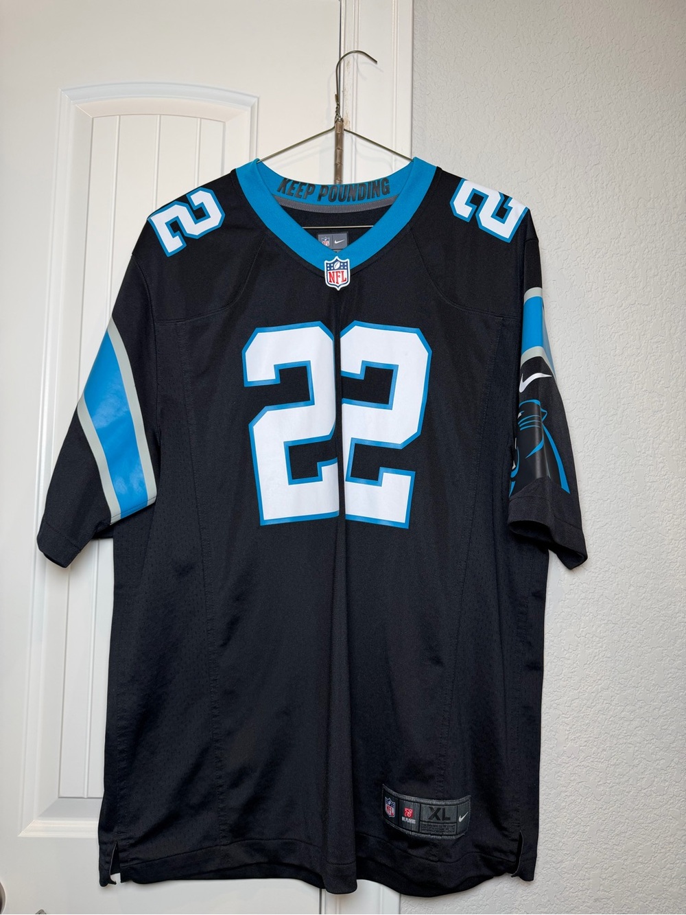Carolina Panthers #22 Black & Blue Men's Jersey